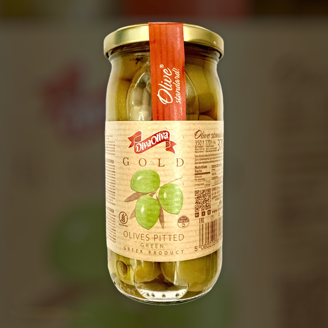 Оливки Diva Oliva з кісточкою, зелені 350 г